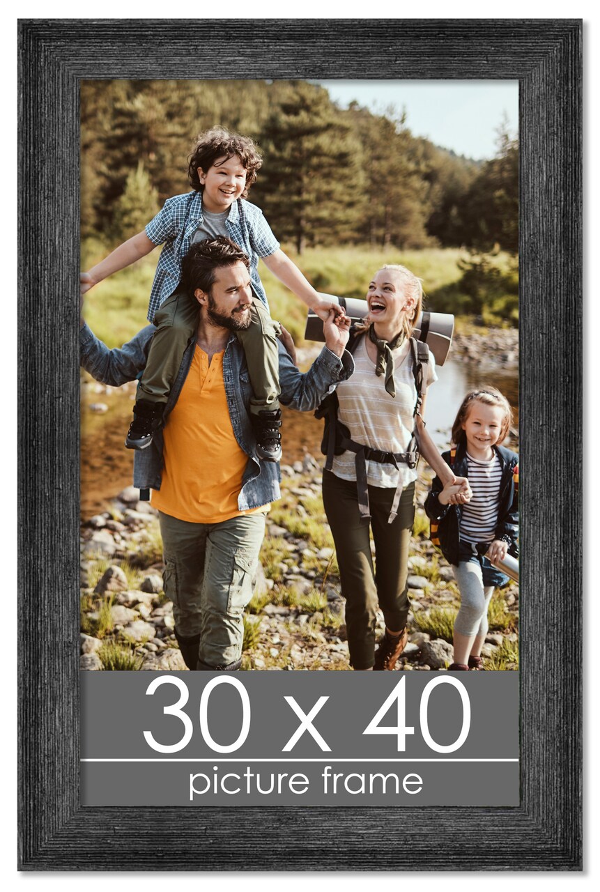 30x40 Wide Barnwood Picture Frame with UV-Resistant Acrylic & Acid Free Backing, Available in 6 Paint Finishes - Grey, Brown, White, and Black